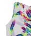 Plus Size S-5XL Women Casual Feather Printed Chiffon Tank Top