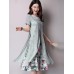 Elegant Women Floral Printed Dress Two Layers High Split Dresses