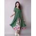 Elegant Women Floral Printed Dress Two Layers High Split Dresses