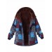  L-5XL Casual Women Block Print Hooded Fleece Thicken Coat