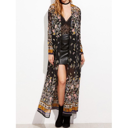 Retro Women Clothing Long Kimono Butterfly Print Cardigans