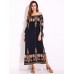 Plus Size Sexy Women Slash Neck Floral Printed Tie Sleeve Dress