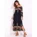 Plus Size Sexy Women Slash Neck Floral Printed Tie Sleeve Dress