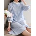 Casual Women Striped Caidigan Round Neck Pockets Blouse Dress