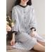 Casual Women Striped Caidigan Round Neck Pockets Blouse Dress