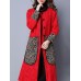 Plus Size Vintage Women Embroidery Printed Cotton Linen Coat