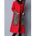 Plus Size Vintage Women Embroidery Printed Cotton Linen Coat