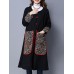 Plus Size Vintage Women Embroidery Printed Cotton Linen Coat