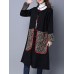 Plus Size Vintage Women Embroidery Printed Cotton Linen Coat