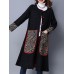 Plus Size Vintage Women Embroidery Printed Cotton Linen Coat