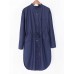 Casual Women Pure Color Drawstring Trench Coat