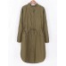 Casual Women Pure Color Drawstring Trench Coat