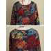 Plus Size Retro Women Floral Long Sleeve Dress