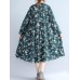 Loose Waist Women Casual Nine Sleeve Floral Dress