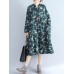 Loose Waist Women Casual Nine Sleeve Floral Dress