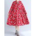 Loose Waist Women Casual Nine Sleeve Floral Dress