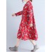 Loose Waist Women Casual Nine Sleeve Floral Dress