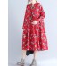 Loose Waist Women Casual Nine Sleeve Floral Dress