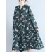 Loose Waist Women Casual Nine Sleeve Floral Dress