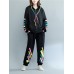 Autumn Casual Women Color Stripe Loose Cotton Leisure Suits