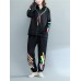 Autumn Casual Women Color Stripe Loose Cotton Leisure Suits