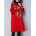 Plus Size Vintage Women Floral Printed Hooded Coats