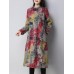 Vintage Women Floral Printed Thick Coats