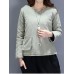 Casual Women Warm Cotton Linen Quilted Jacket