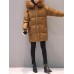 M-3XL Winter Women Fur Collar Hoodie Cotton Quilted Jacket