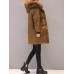 M-3XL Winter Women Fur Collar Hoodie Cotton Quilted Jacket