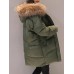 M-3XL Winter Women Fur Collar Hoodie Cotton Quilted Jacket