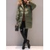 M-3XL Winter Women Fur Collar Hoodie Cotton Quilted Jacket