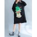 Plus Size Casual Women Cartoon Hooded Thick Sweatshirt