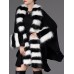 Plus Size Eleglant Women Striped Bats Sleeve Faux Fur Coats