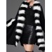 Plus Size Eleglant Women Striped Bats Sleeve Faux Fur Coats