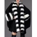 Plus Size Eleglant Women Striped Bats Sleeve Faux Fur Coats