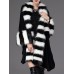 Plus Size Eleglant Women Striped Bats Sleeve Faux Fur Coats