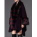 Plus Size Eleglant Women Striped Bats Sleeve Faux Fur Coats