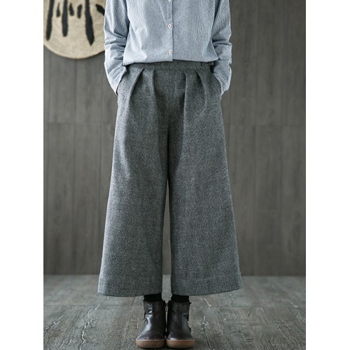 Casual Women Plaid Wide Leg Pants