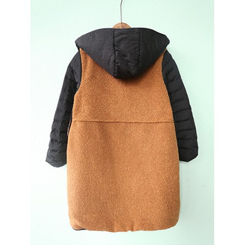 Casual Women Fleece Splicing Coats with Pockets