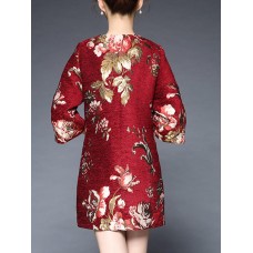 Plus Size Elegant Women Floral Printed Coats