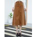 3XS-6XL Casual Women Corduroy A-Line Mid-Long Skirts