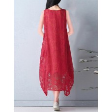 Elegant Women Sleeveless Lace Long Maxi Dress