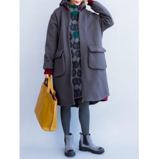 Plus Size Casual Women Printed Fleece Thick Long Coats