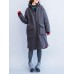 Plus Size Casual Women Printed Fleece Thick Long Coats