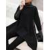 Plus Size Casual Women High Collar Irregular Hem Shirts