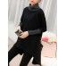 Plus Size Casual Women High Collar Irregular Hem Shirts