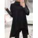 Plus Size Casual Women High Collar Irregular Hem Shirts