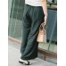 Plus Size Casual Women Green Wide Leg Pants