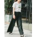 Plus Size Casual Women Green Wide Leg Pants